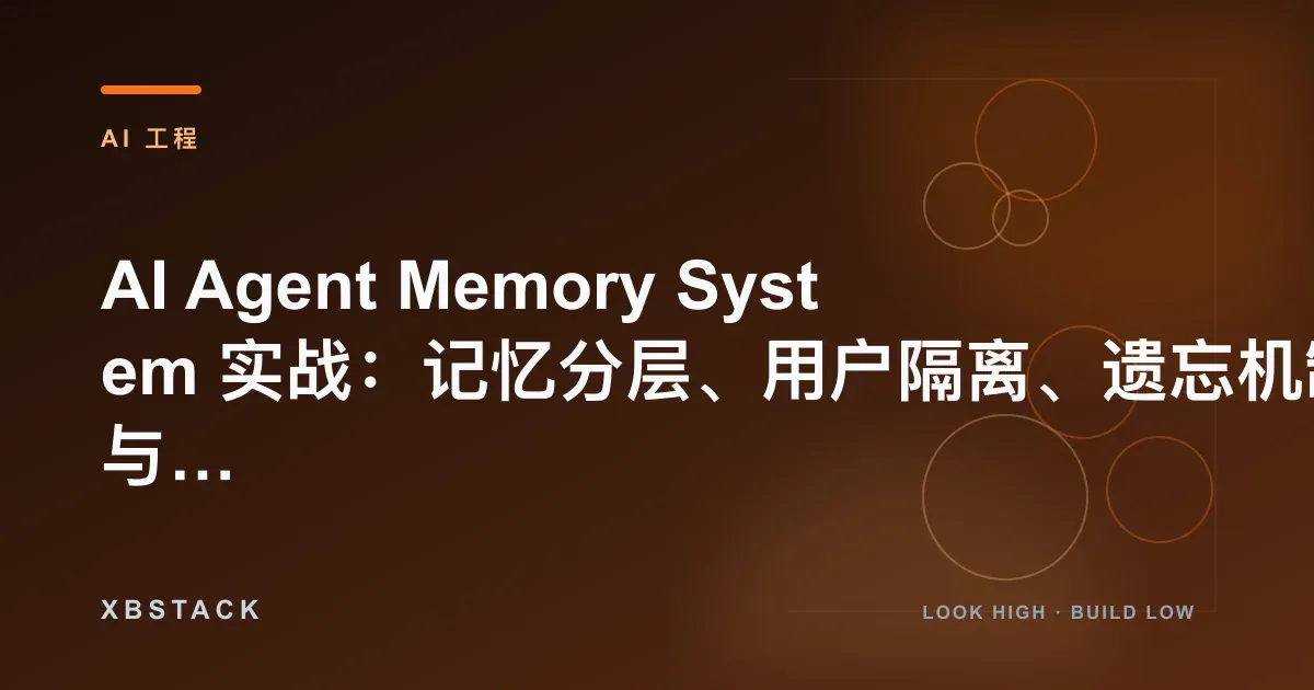 AI Agent Memory System 实战:记忆分层、用户隔离、遗忘机制与长期状态管理:AI 工程文章封面